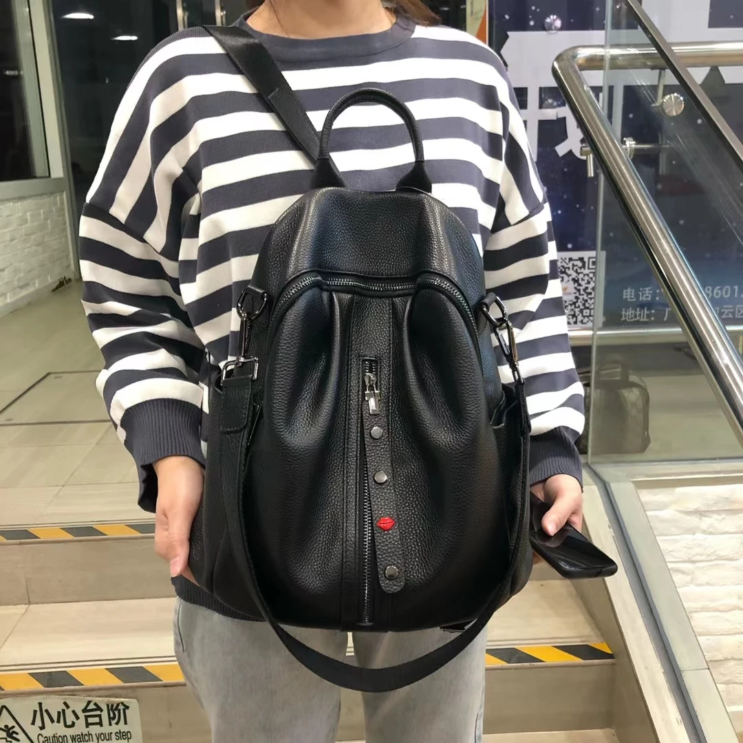 

Leather Backpack Single Shoulder Bag Ladies Soft Head Layer Cowhide Large Capacity 2021 Fashion New Wild