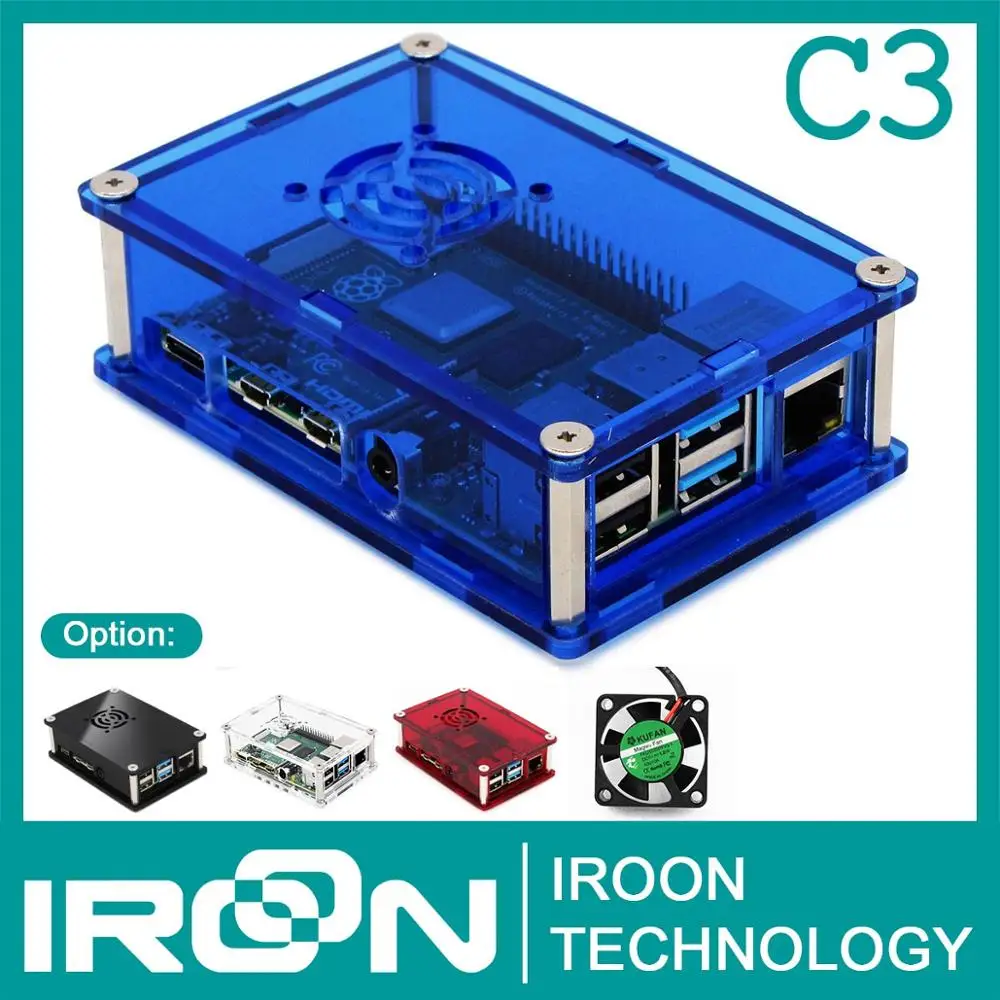 Чехол C3: прозрачный синий чехол для Raspberry PI 4 PI4 модели B 1 ГБ/2 ГБ/4 ГБ акриловый из