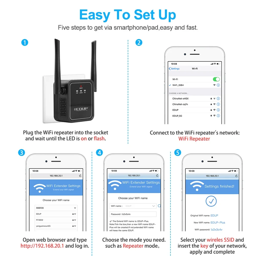 Wi-Fi-ретранслятор EDUP 300 Мбит/с 1200 | Компьютеры и офис