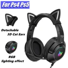 Игровая гарнитура 2021 для PS4 PS5, гарнитура RGB, милая детская игровая гарнитура с микрофоном, шумоподавление ENC, Hi-Fi, 7,1 каналов, Подарочная гарнитура