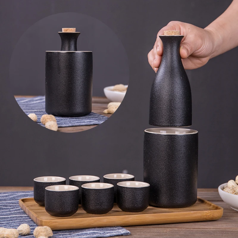 

Vintage Hot Wine Accessories Set Gift Japanese Style Chinese Vodka Black Sake Set Juego Para Beber Whisky Accessories JD50JJ
