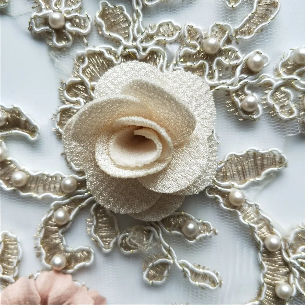 Цветочная вышивка ручной работы кружевное украшение 3D Трехмерная аппликация