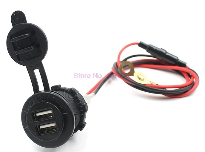 От DHL или Fedex 50pcs 12V 24V 2 Dual USB для мотоцикла зарядное устройство адаптер питания