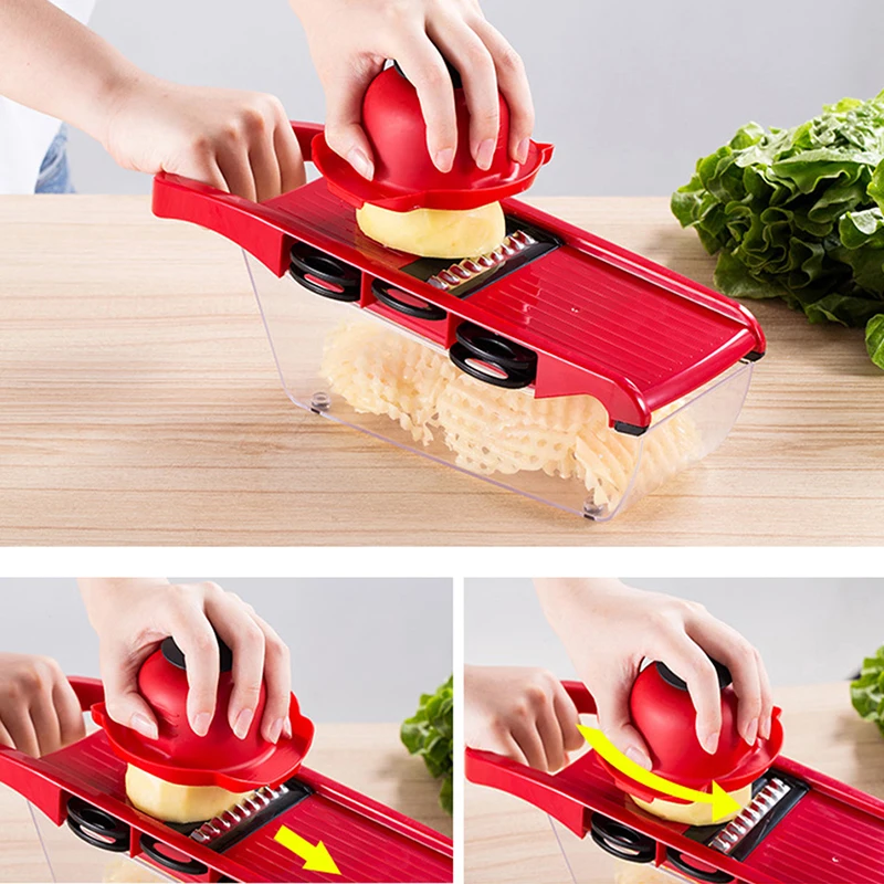 Ручной картофелерезка, овощерезка и фруктерезка, мандолина, луковицы, морковь, кухонные инструменты из нержавеющей стали, 10 штук/набор