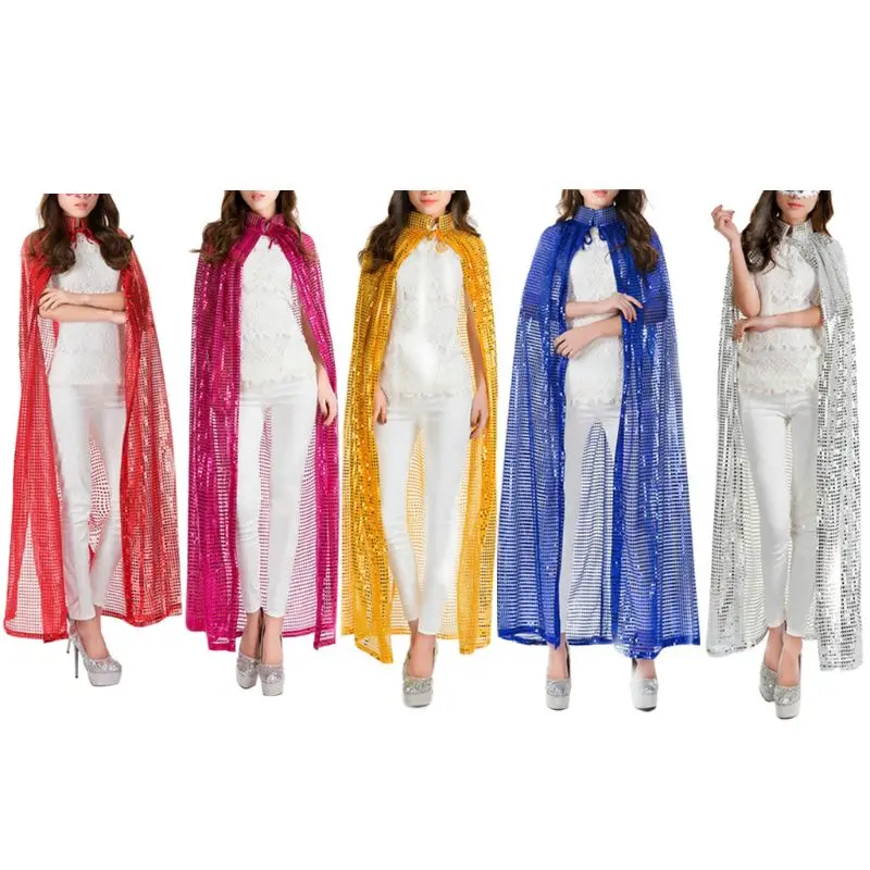

2021 New Carnival Halloween Masquerade Performance Props Sexy Women Color Sequins Cloak Cosplay Clothing Decorative Accessories