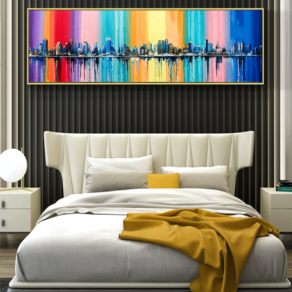 

AHPAINTING Canvas Painting Abstract City Building Poster Scenery Pictures Decoration Wall Art For Living Room No Frame