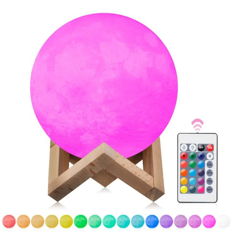 3D лунный светильник с дистанционным управлением Цветной СВЕТОДИОДНЫЙ ночник USB