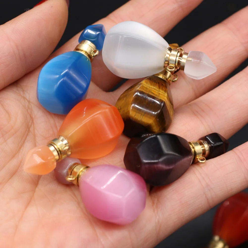 Натуральные камни подвеска в виде бутылочки парфюма многоугольника Quartzs