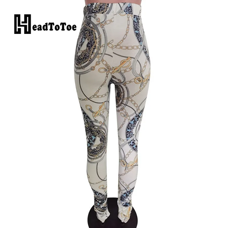 

Fashion Print Colorblock Skinny Pants Women Casual Pencil Pants