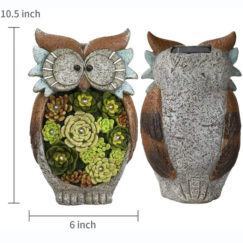 

Solar Lamp Owl Ornament Home Outdoor Decoration Small Swing Piece Resin Crafts Animal Miniature Model