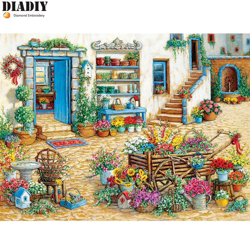 

Full round drill 5D DIY Diamond embroidery Fancy Flower Shop Diamond Painting Cross Stitch Rhinestone Mosaic decoration