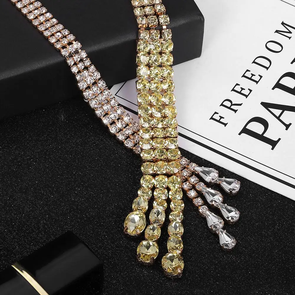 2020 длинное ожерелье с подвеской стразы женское дешево модное ювелирное изделие