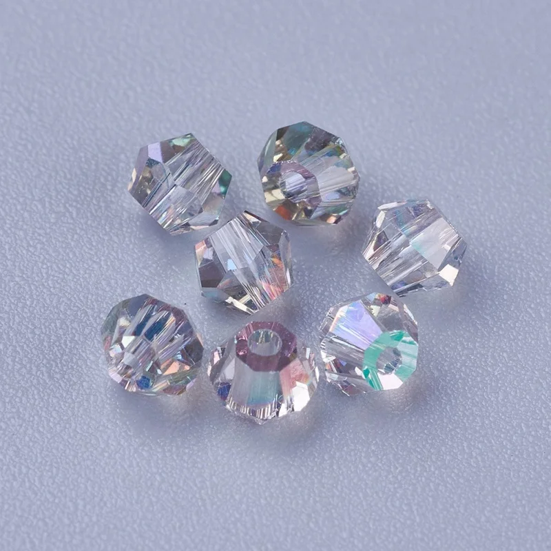 200pcs Faceted Glass Rhinestone Bicone Shape Beads 3mm 4mm 5mm 6mm for bracelet necklace Earring DIY jewelry making F70 | Украшения и