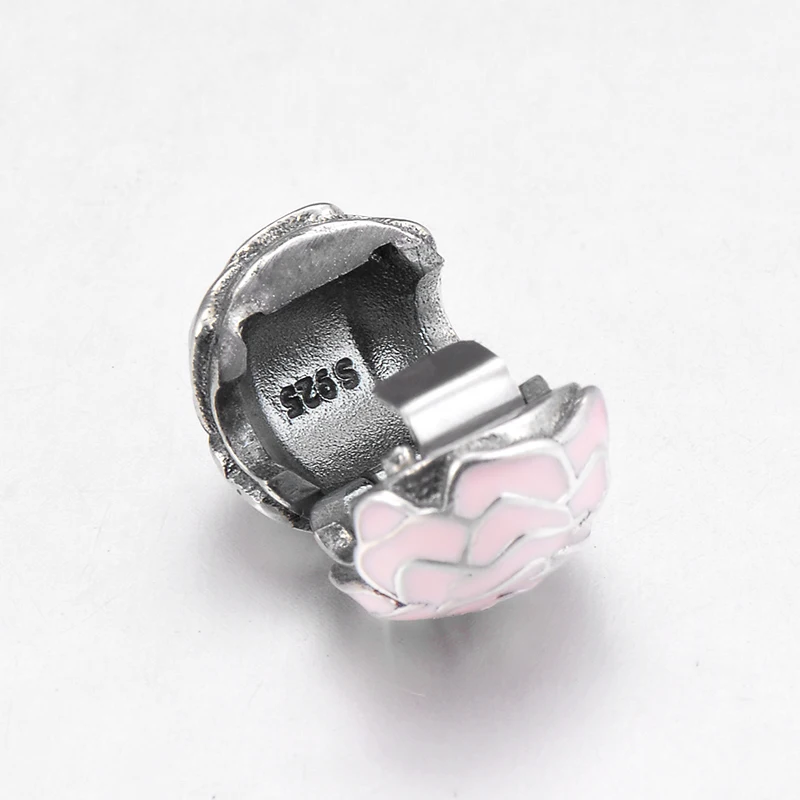 Бусины с замком женские из серебра 100% пробы розовой эмалью | Украшения и