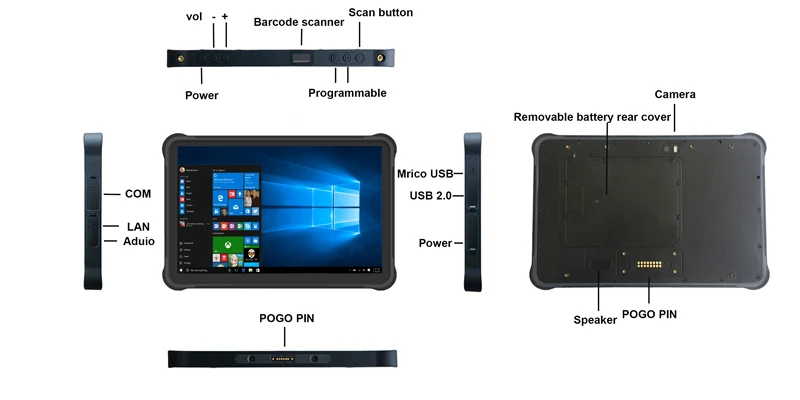 10 1 планшетный ПК Windows Intel I3-8100Y/I5-8200Y/Windows PC прочный промышленный 8 ГБ 256 сканирование