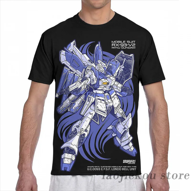 Мужская и женская футболка с принтом Hi Nu Gundam модная коротким рукавом для