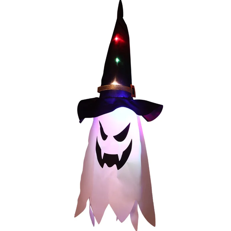 

Ghost Festival Horror Atmosphere Room Decoration Lights Halloween LED Glowing Wizard Hat Hanging Lights Ghost Face String Lights