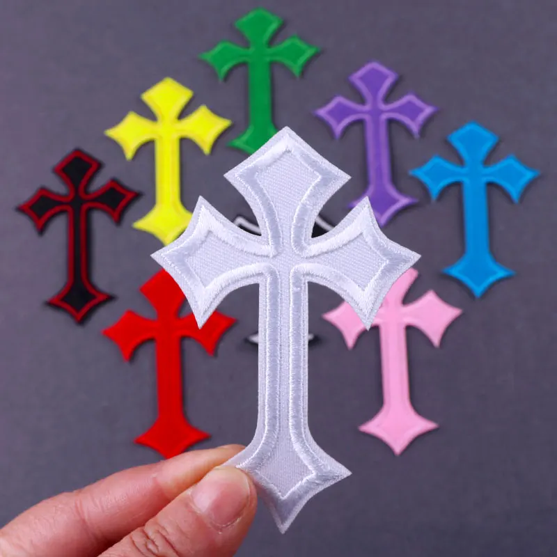

Red /Black Cross Embroidered Patches For Clothes Sewing Supplies Decorative Badges Applique Ironing Clothing DIY Cloth Sticker