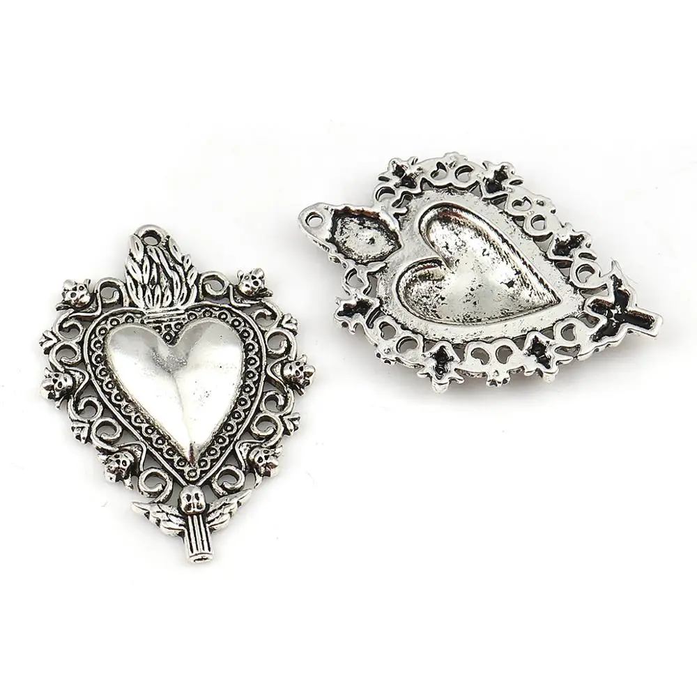 DoreenBeads модные подвески из цинкового сплава в форме сердца серебристые украшения