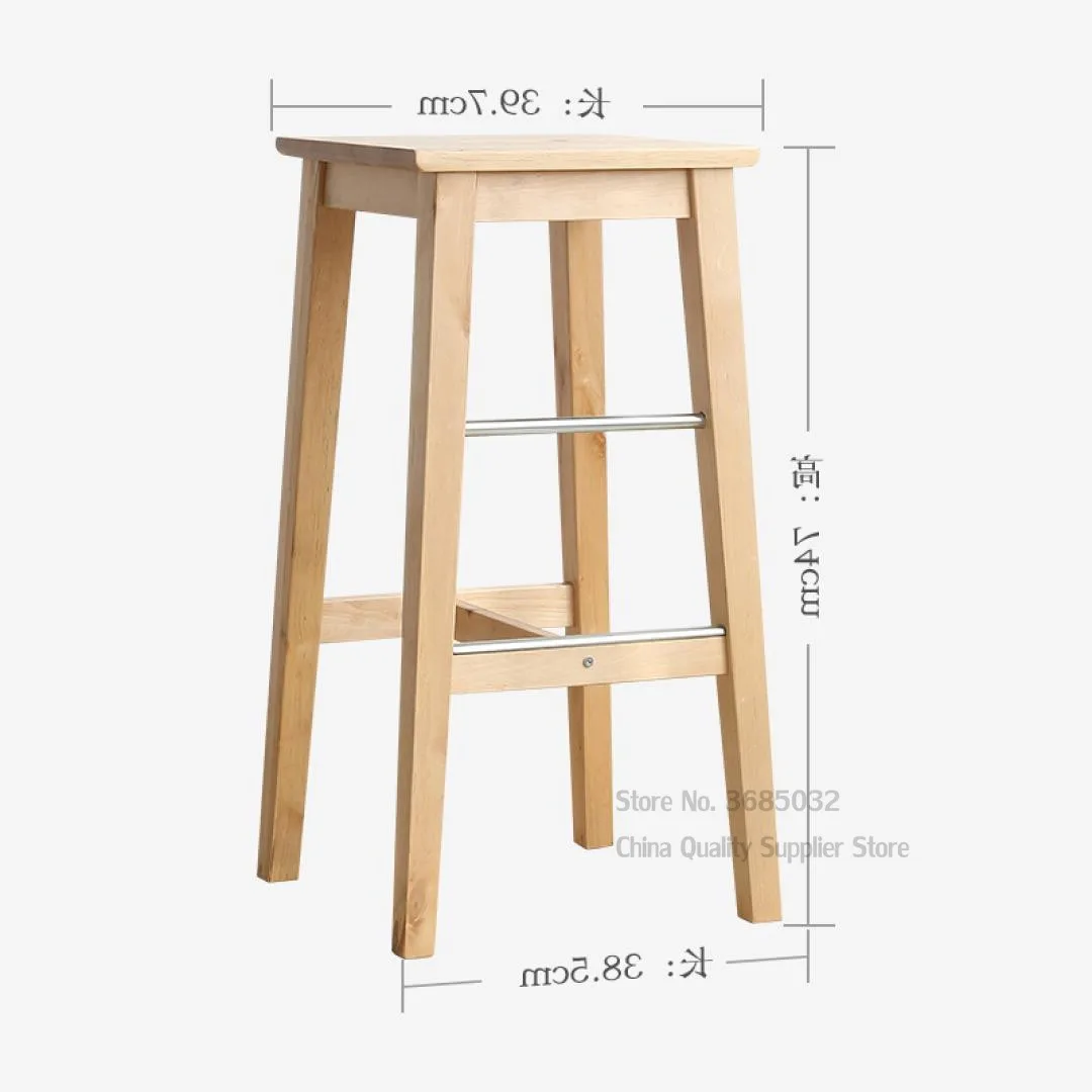 Natural Wooden Stool Bar Chairs Dining Chair Simple Modern Family Front Desk High Counter |