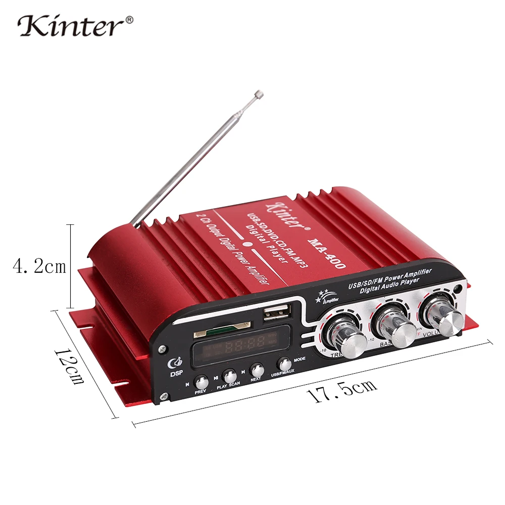 Цифровой Hi Fi Усилитель Kinter MA 400 2.0CH стереозвук 12 В поддержка USB SD AUX вход FM радио для