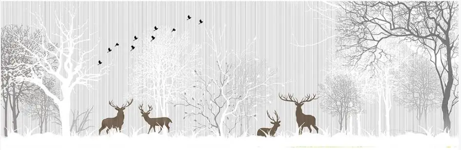 

Custom photo wallpaper 3d wall murals wallpaper Modern hand painted wood deer theme space whole house background wall papers