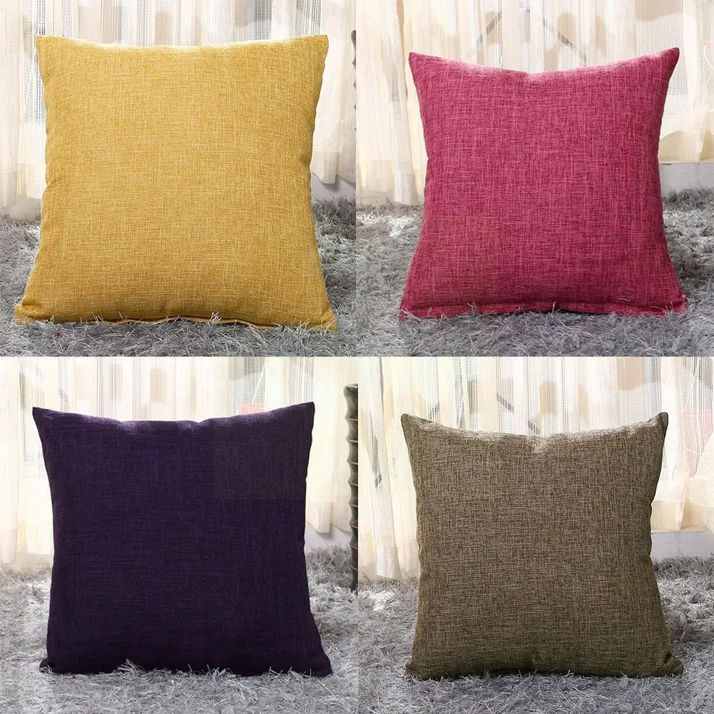 

45*45 Linen Throw Pillow Cover Home Decorative Pillow For Sofa Cafe Modern Color Cushion Cover Square Pillow B0k7