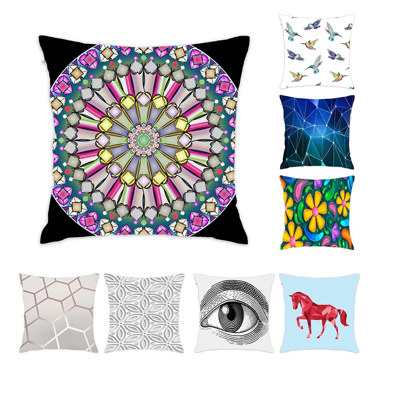 

[Douladou] Geometric eyes Plush Throw Pillow Case Lion Art Cushion Cover hipster pillow 100% Percale Cotton Hexagon Beeswax45x45
