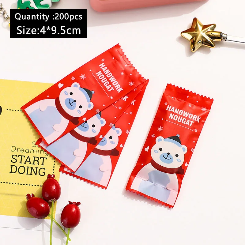 200 шт./лот мультяшный милый полярный медведь падающий красный мешок для конфет