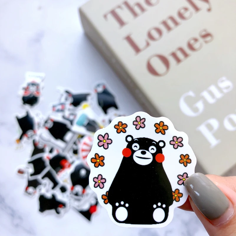 36 шт. милый каваи японский Kumamon стикер s мультфильм Rilakkuma ПВХ черная наклейка с