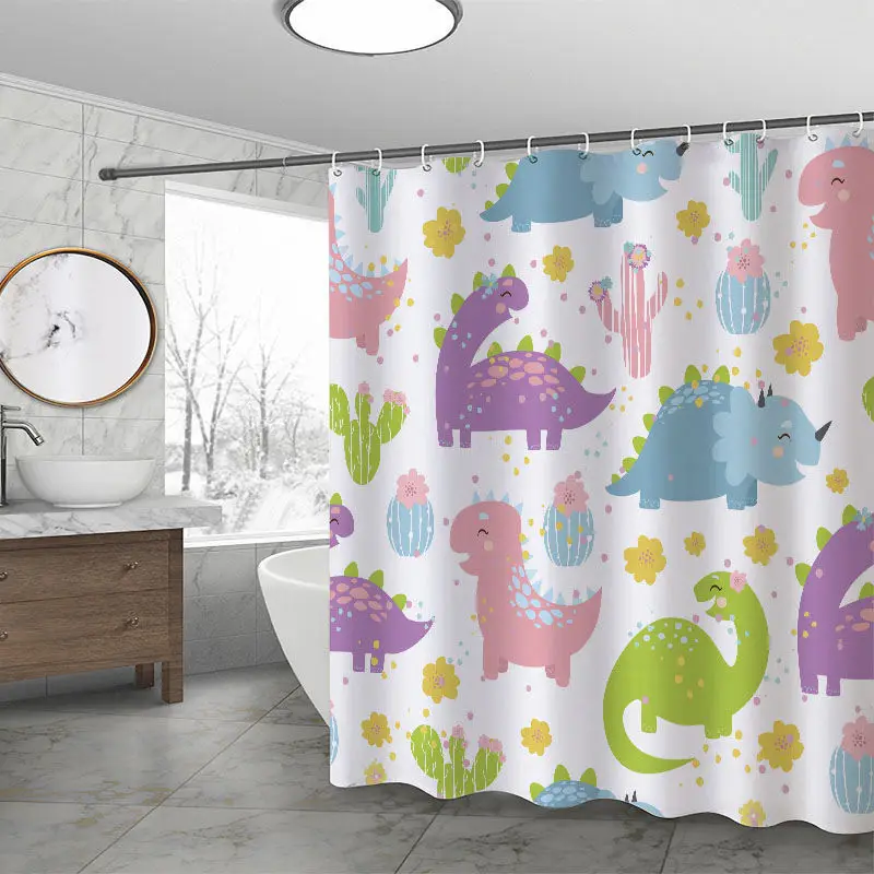 

Cartoon Bath Curtain Waterproof Fabric Shower Curtains Bathtub Screen for Bathroom Home Decor with Hooks Kids Bathroom Curtains