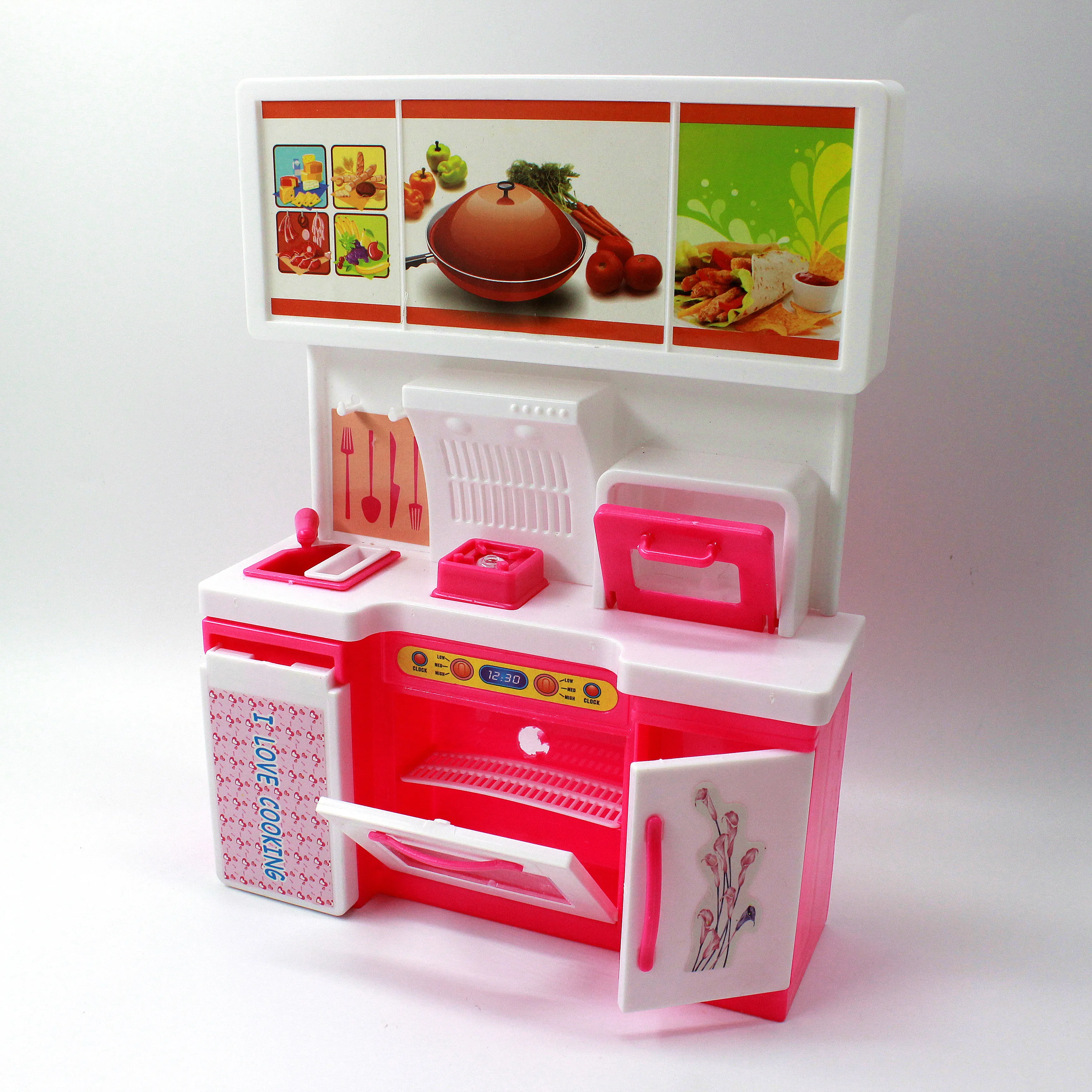 new pretend play simulation kitchen set cooking cabinet tool tableware furniture accessories for barbie dolls kids toy girl gift free global shipping