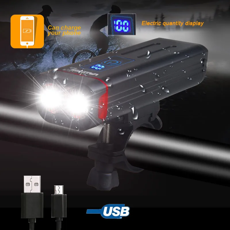 

Waterproof Bike Front Light USB Rechargeable Bicycle Lamp Battery Capacity LED Digital Display MTB Cycling Torch