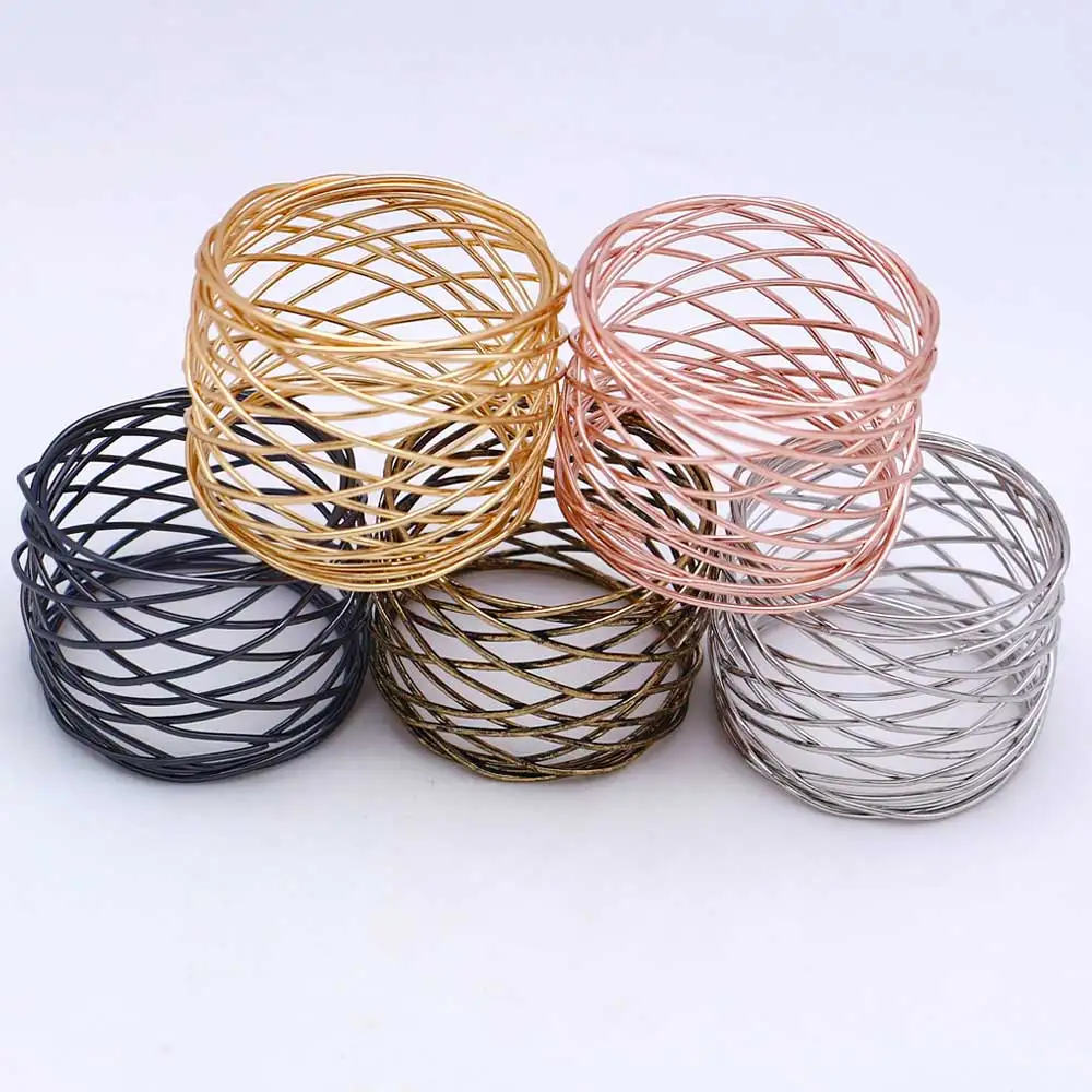 

6 шт./компл., широкие круглые золотые кольца для салфеток, металлическая крестообразная Серебристая салфетка, держатель для свадебной вечер...