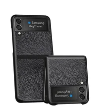 For Samsung Galaxy Z Flip 3 Flip3 5G Case Genuine Leather Cross Pattern Full Protective Shockproof Back Cover Capa Fundas