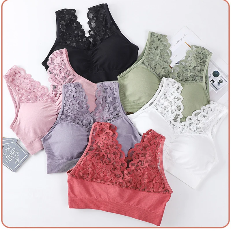 

Plus Size Bra For Women Seamless Bras With Gathers Pad Lace Comfortable Beauty Back Push Up Brassiere Bra Underwear
