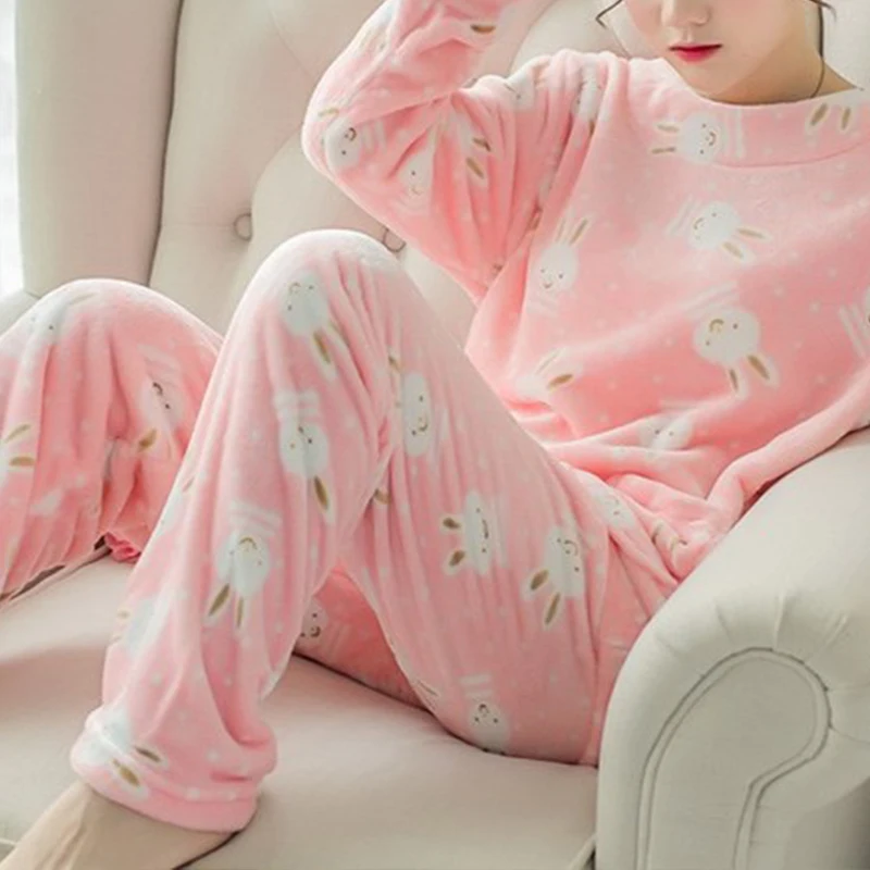 Пижамы для женщин коралловые бархатные пижамы женские зимние милый пижамный