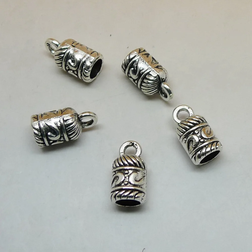 

10pcs 7x13mm Leather Cord Buckle Necklace Charms Diy Antique Silver Color