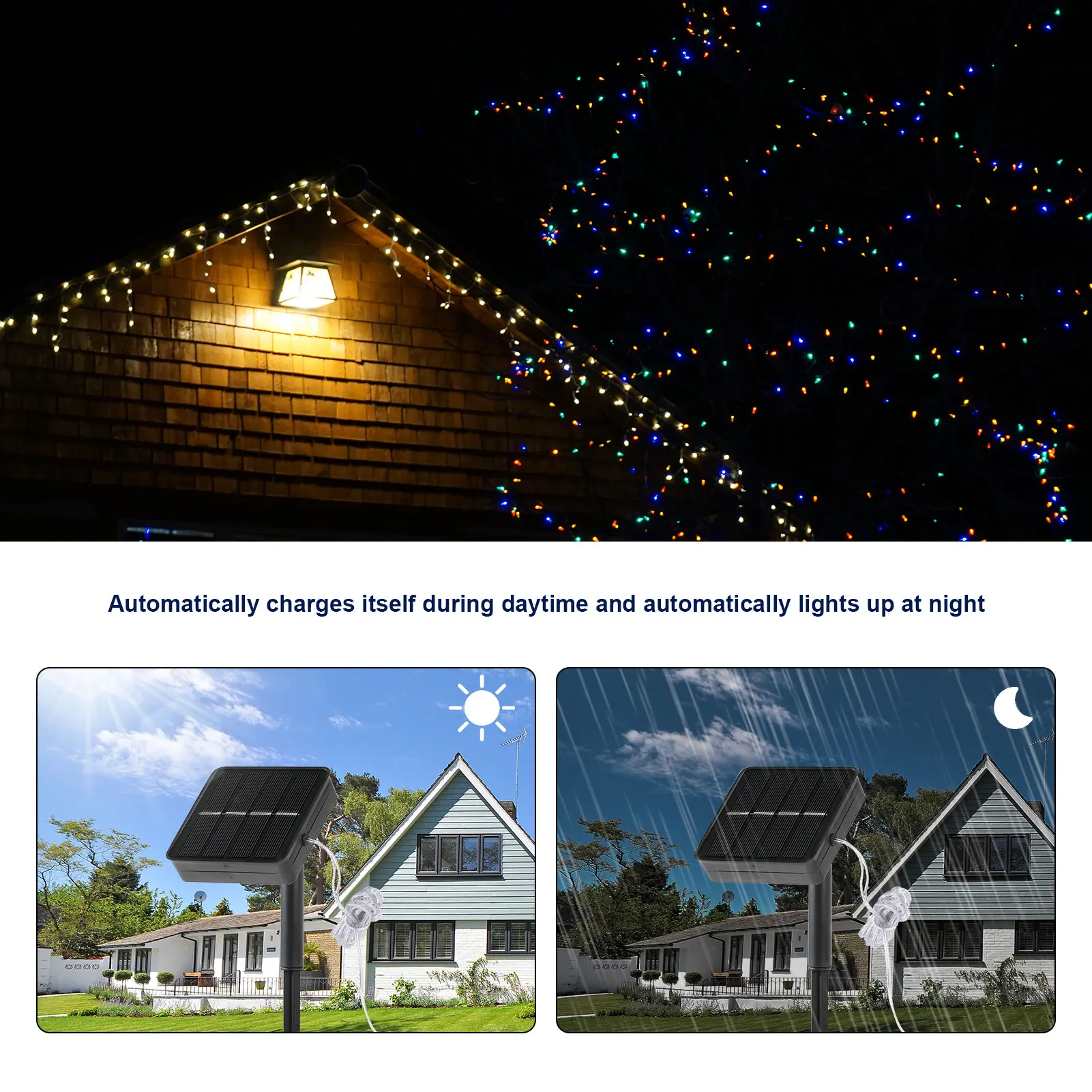 

LED Solar Copper Tube Lamp Garden Decorative Lamp Outdoor IP65 Waterproof 4 Lighting Modes 12 Meters 100 LED solar light