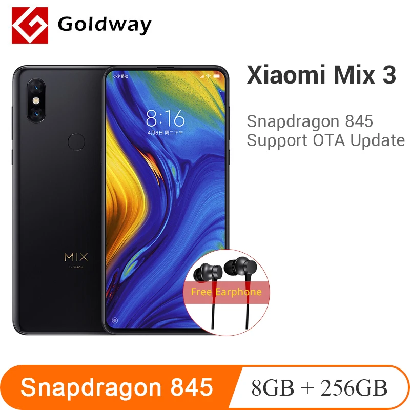 Новый оригинальный мобильный телефон Xiaomi Mi Mix 3 8 Гб ОЗУ 256 ПЗУ Восьмиядерный