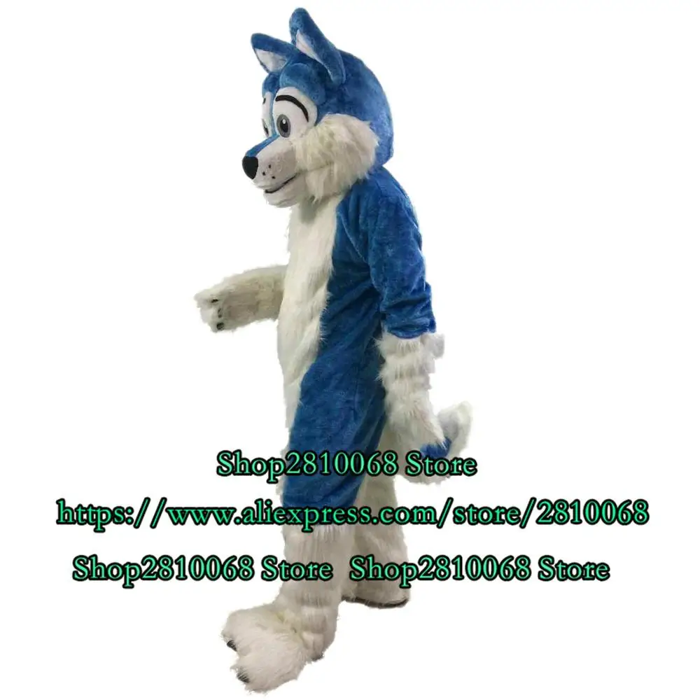 Костюм-талисман синего цвета Длинная кожаная куртка мультяшный костюм для