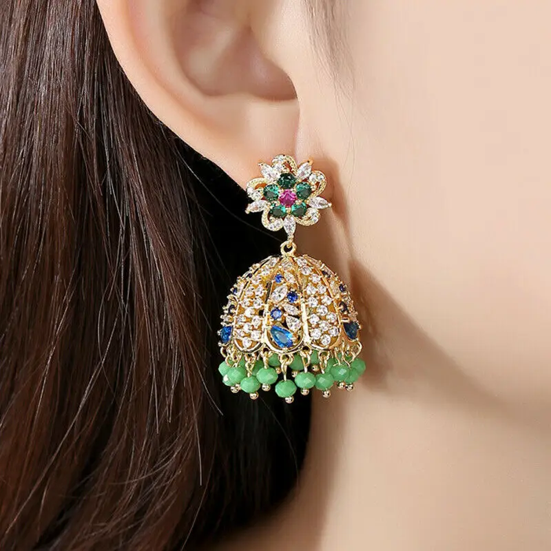 Индийский стиль Jhumka Болливуд искусственные драгоценности колокольчики висячие