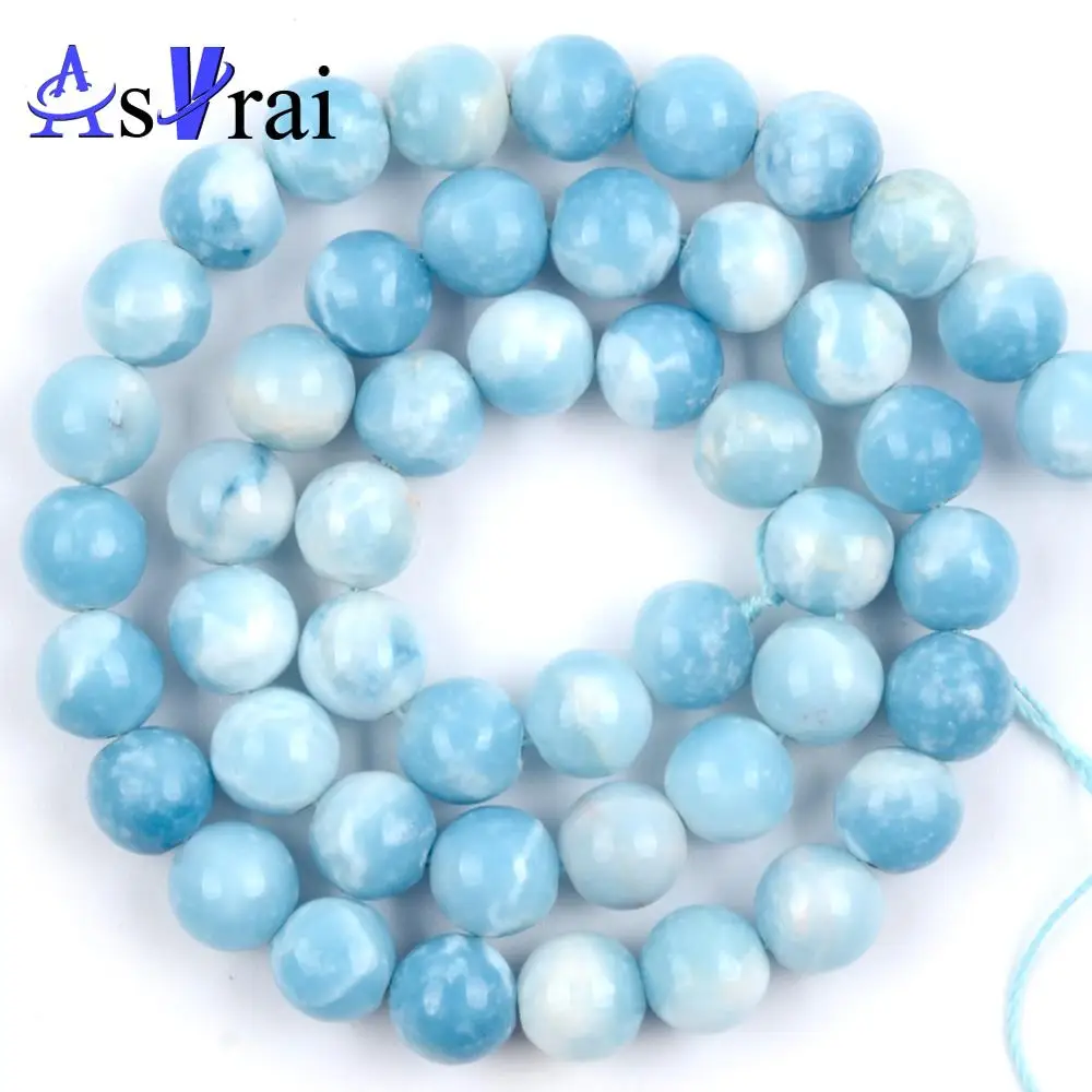 

4 6 8 10 12mm Natural Stone Beads Blue Angelite Round Loose Spacer Beads For Jewelry Making DIY Bracelet Necklace Accessories