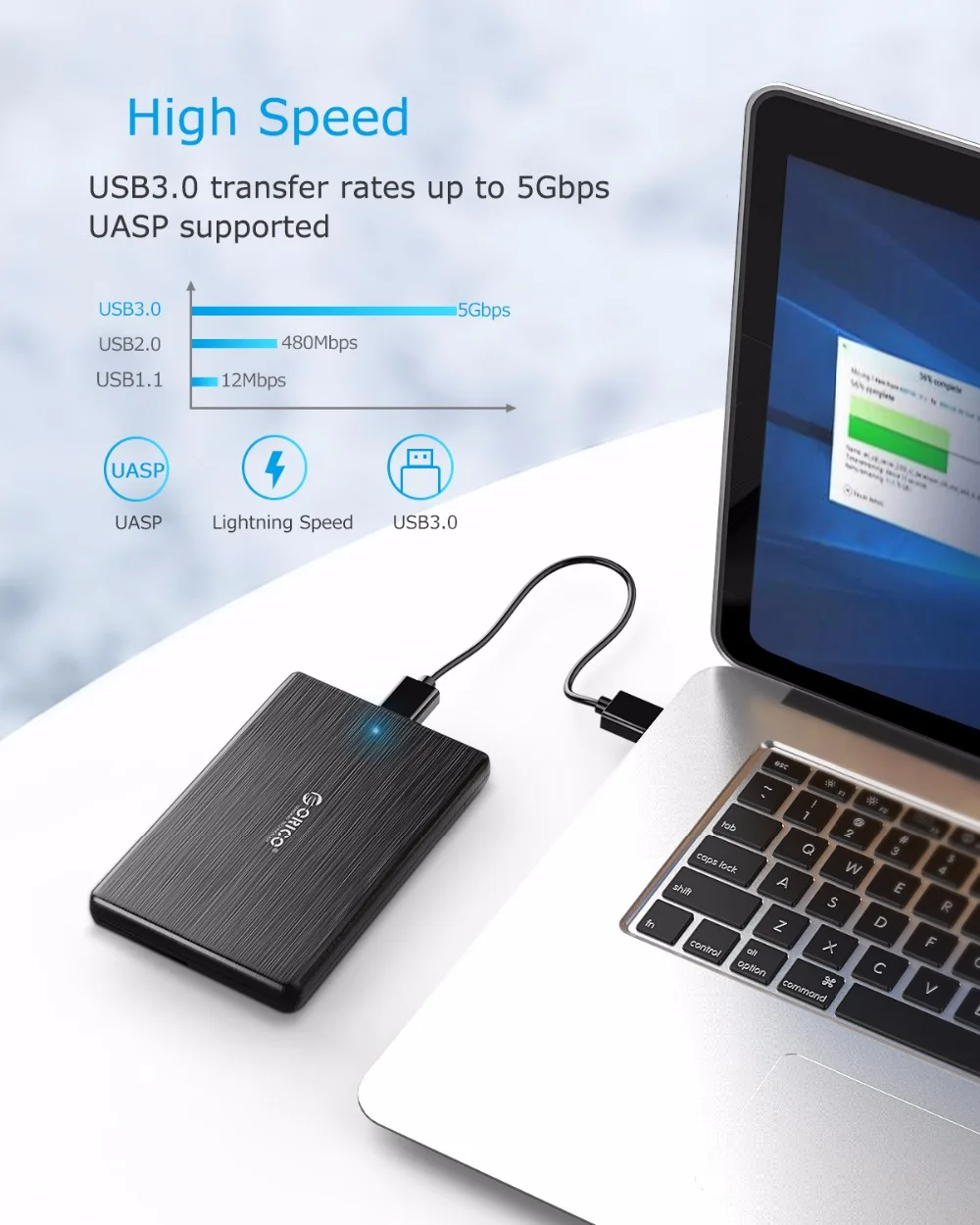 Чехол ORICO HDD 2,5 SATA для USB 3,0, корпус для жесткого диска SSD, коробка для жесткого диска, Тип C 3,1, чехол с поддержкой UASP HD, внешний жесткий диск