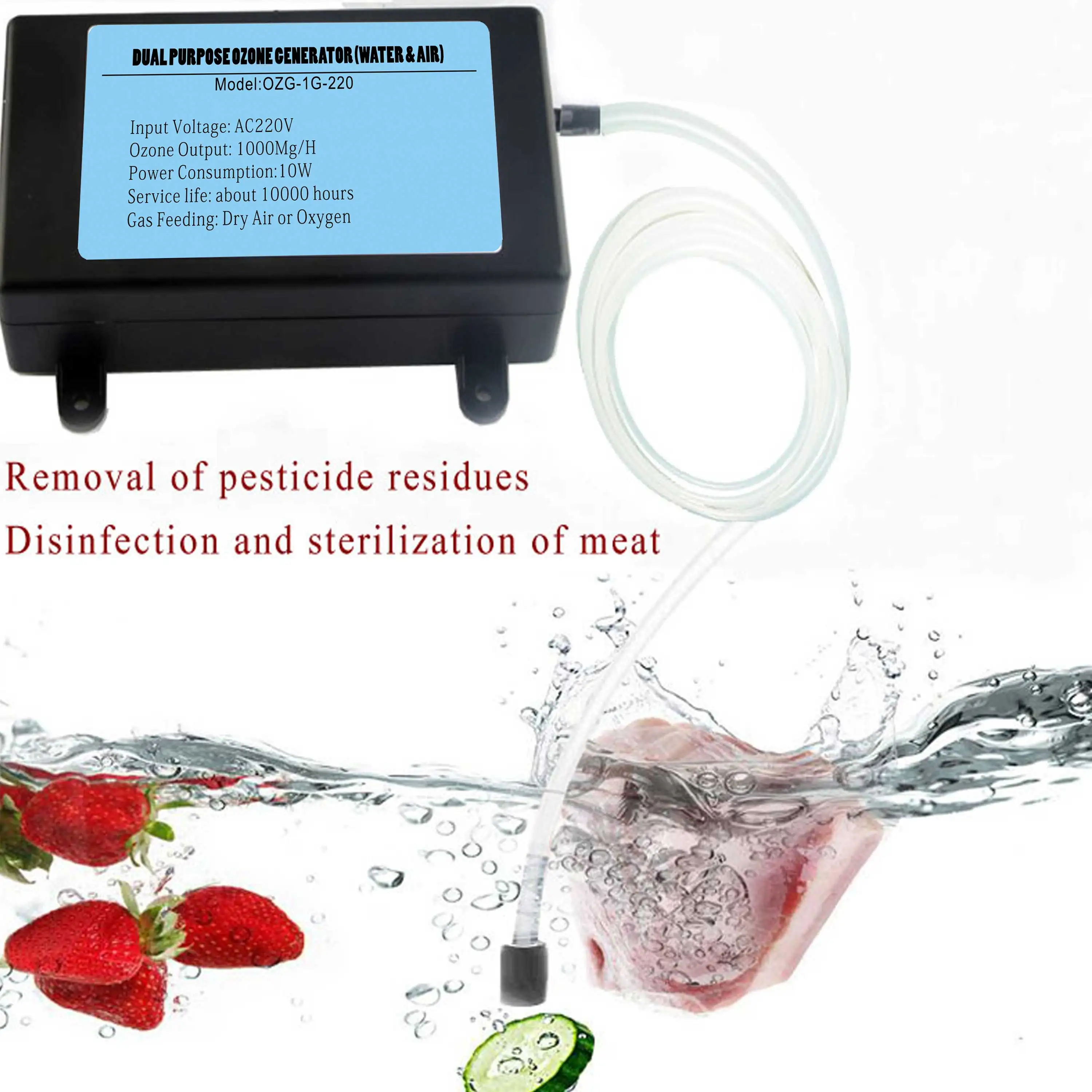 

EU/UK/US/OEM Plug Portable Ozone Generator 1000mg for Water Air Fruit Vegetable Fish Tank Sterilize Purifier