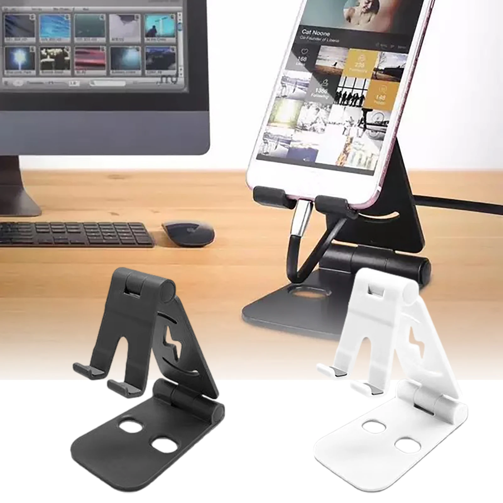 

Universal Folding Phone Holder Portable Adjustable Desk Mobile Phone Stand For Tablet Smartphone Support Durable Plastic Bracket