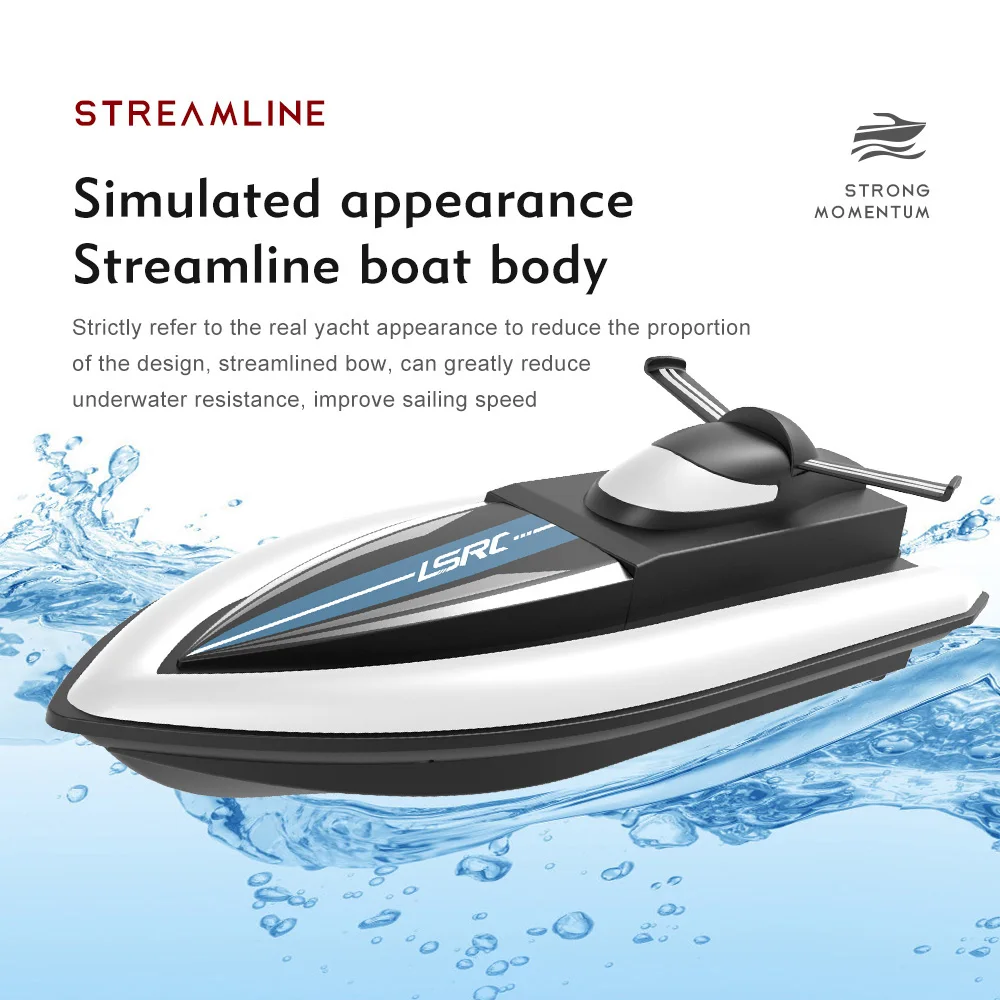

RC Racing Boat LSRC-B8 2.4GHz RC High Speed Boat Pools and Lakes 4 Channels Remote Control Boat Kids RC Speedboat Toys