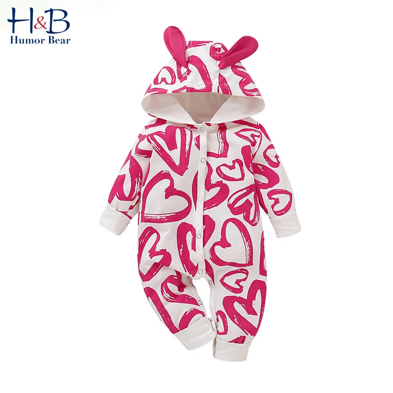 

Humor Bear Fashion Baby Autumn Winter Clothes Toddler Baby Bodysuit Long Sleeve Love Print Ear Hooded Jumpsuit Romper
