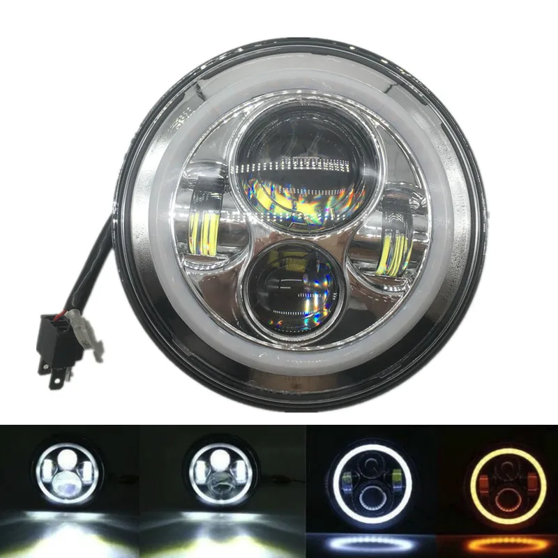 7-дюймовая светодиодный ная фара с комплектом для преобразования ангельских глаз
