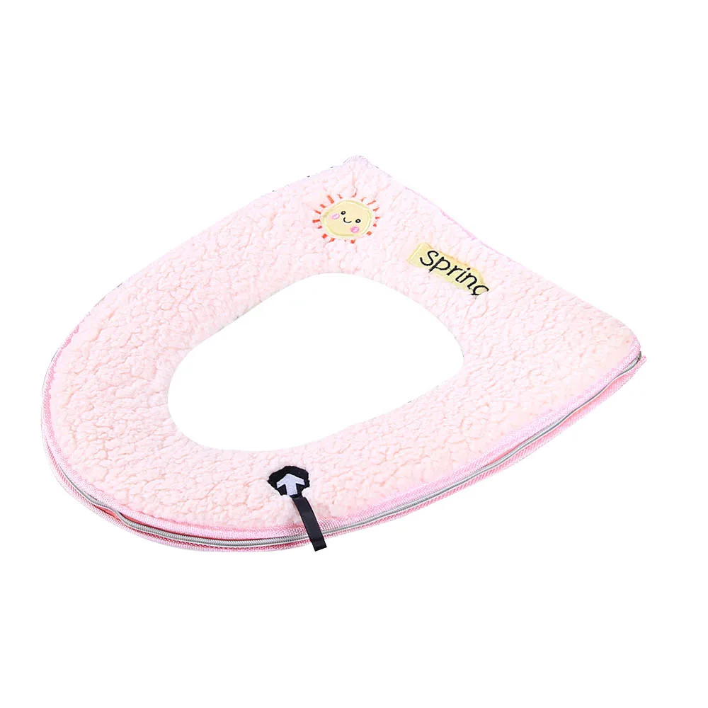 Light pink Новая молния сиденье для унитаза подушка мягкая теплая крышка для унитаза для ванной комнаты крышка сиденья коврик для унитаза протектор Набор аксессуаров для ванной комнаты - Цвет: Light pink